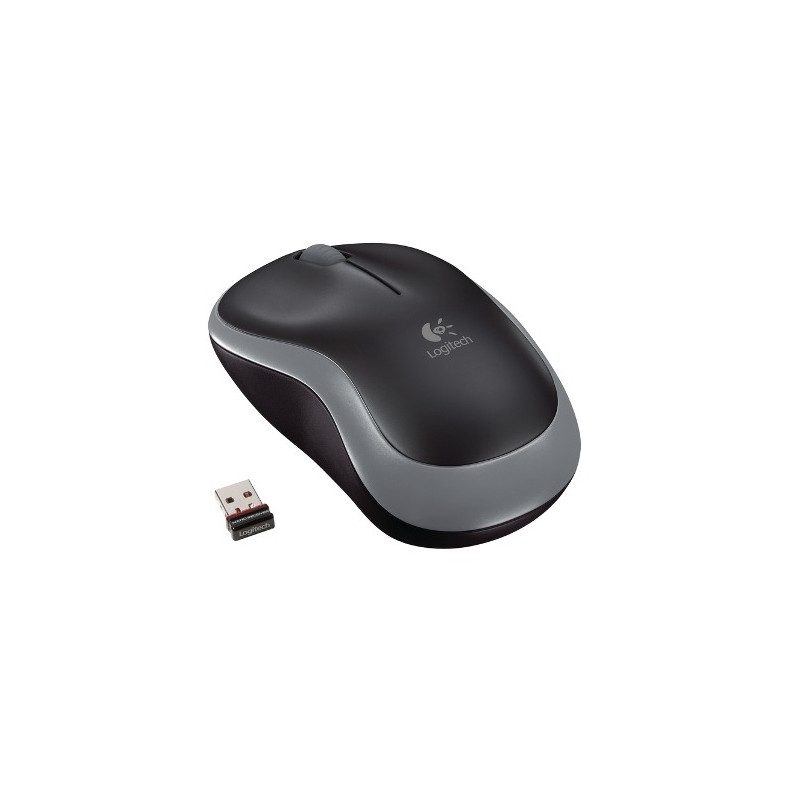 Logitech M185 nano / Kancelářská / Optická / Bezdrátová USB / Šedá