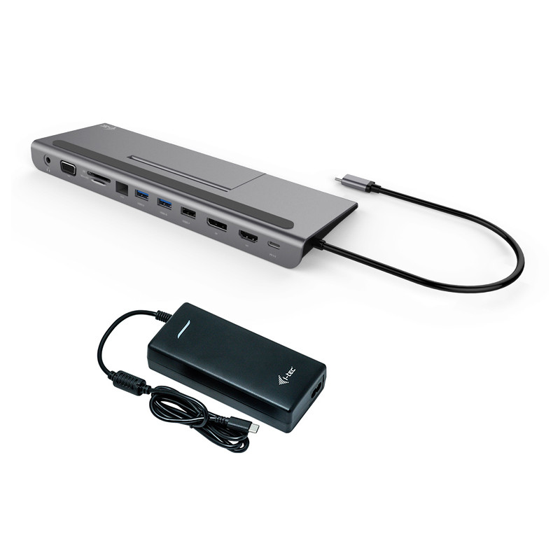 i-tec USB-C Metal Low Profile 4K Triple LCD Docking Station + i-tec Universal Charger 112W