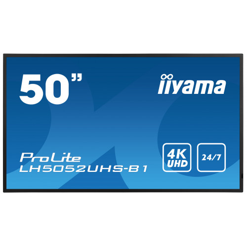 50" iiyama LH5052UHS-B1: VA, 4K UHD, 500cd / m2, 24 / 7, LAN, Android 8.0, černý